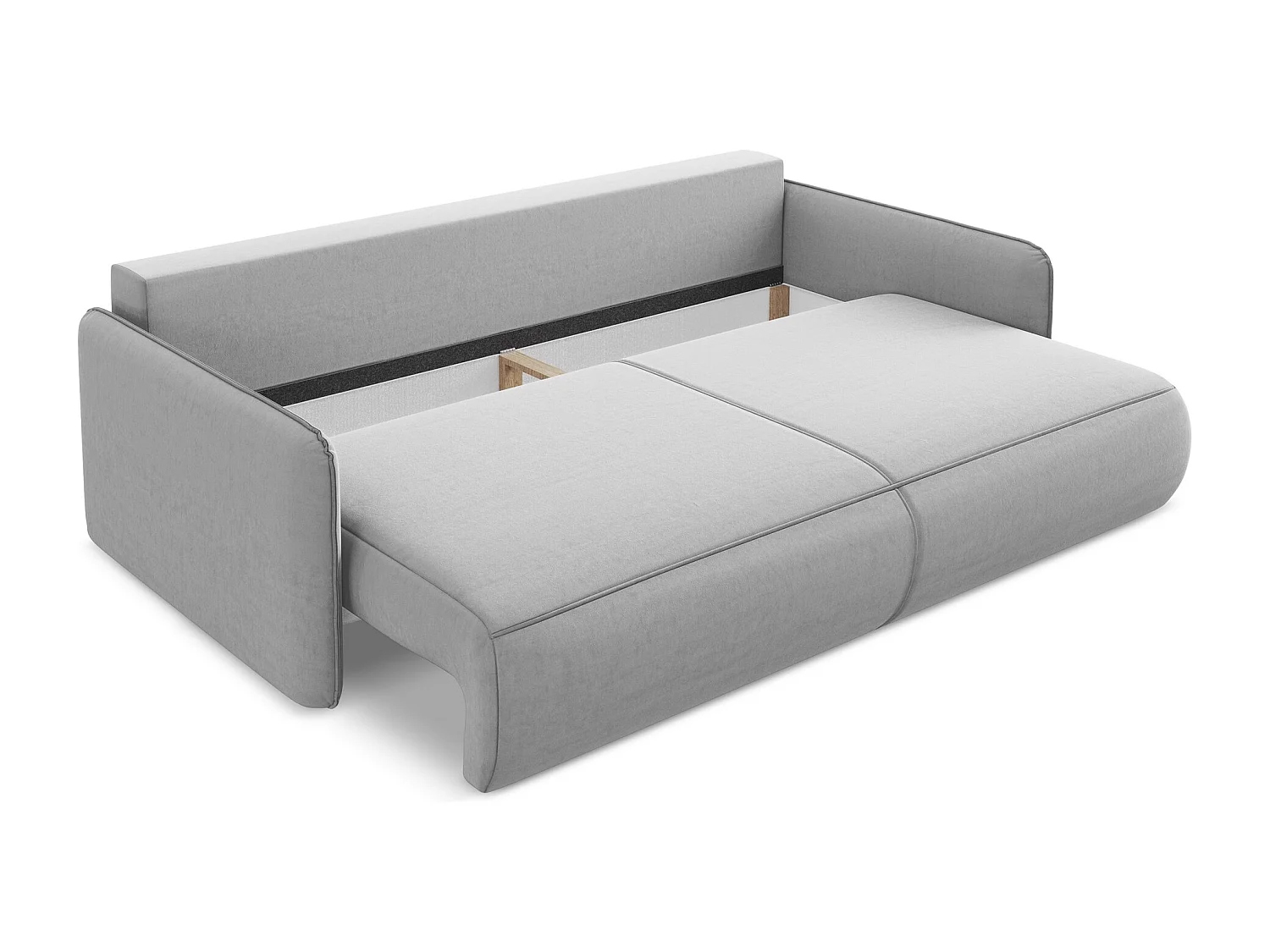 3-Sitzer Sofa mit Schlaffunktion - - Samt - Grau - NANEA