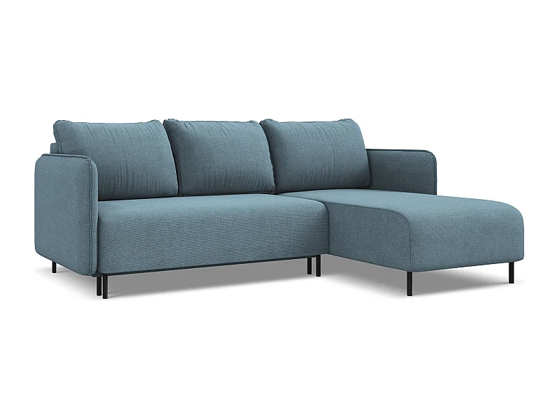 Ecksofa mit Schlaffunktion - Ecke Rechts - Strukturstoff - Hellblau - LUANA
