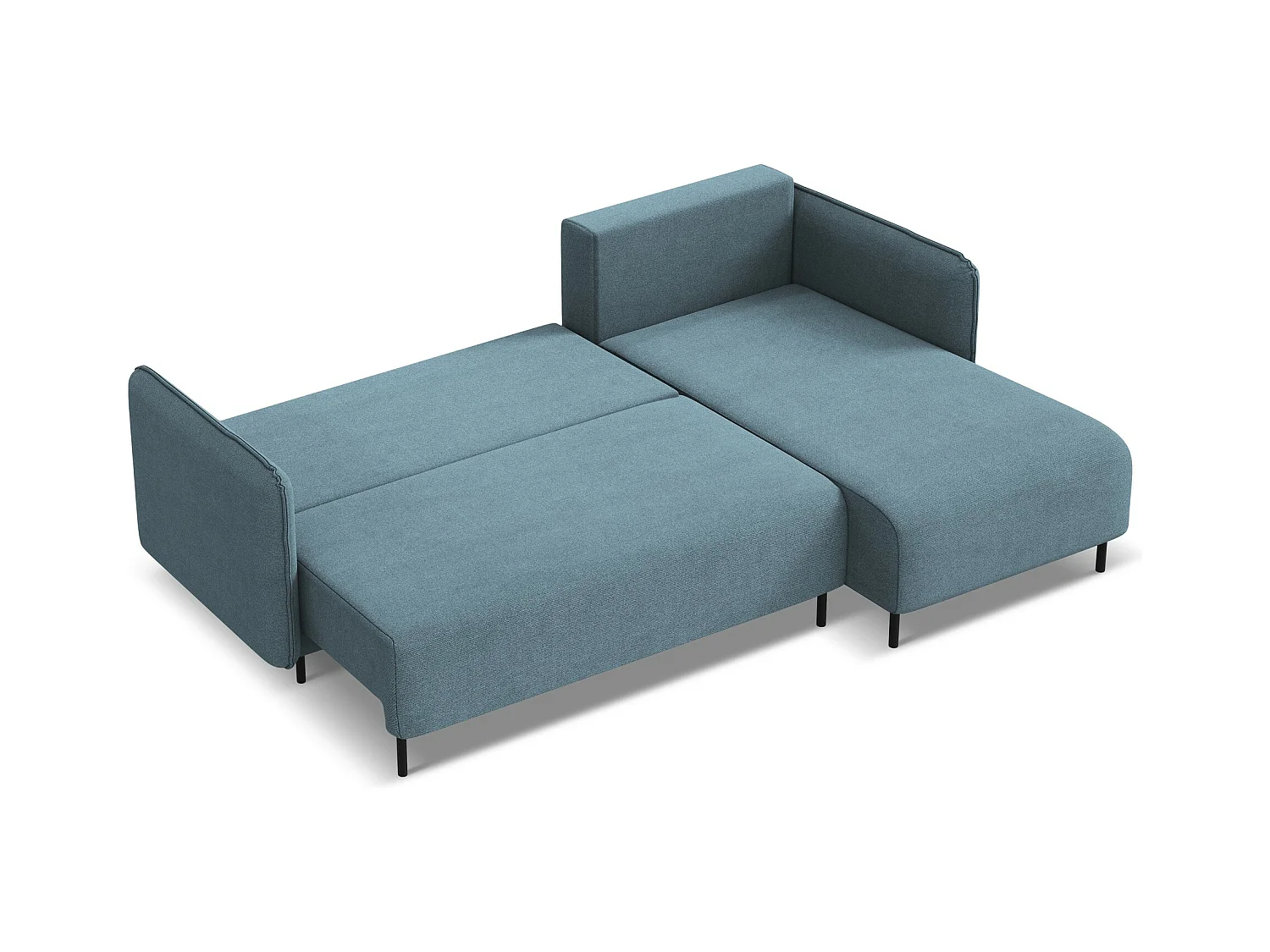 Ecksofa mit Schlaffunktion - Ecke Rechts - Strukturstoff - Hellblau - LUANA