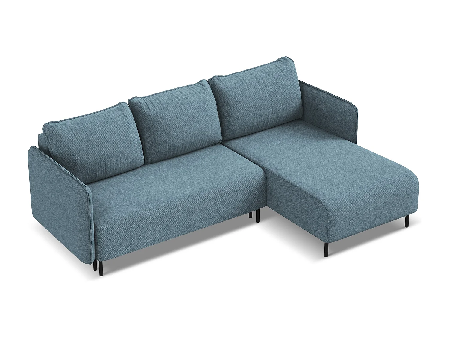 Ecksofa mit Schlaffunktion - Ecke Rechts - Strukturstoff - Hellblau - LUANA