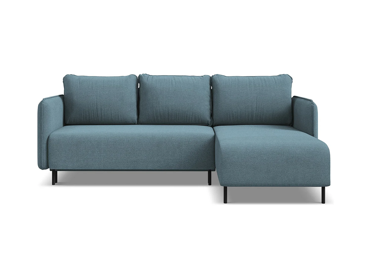 Ecksofa mit Schlaffunktion - Ecke Rechts - Strukturstoff - Hellblau - LUANA
