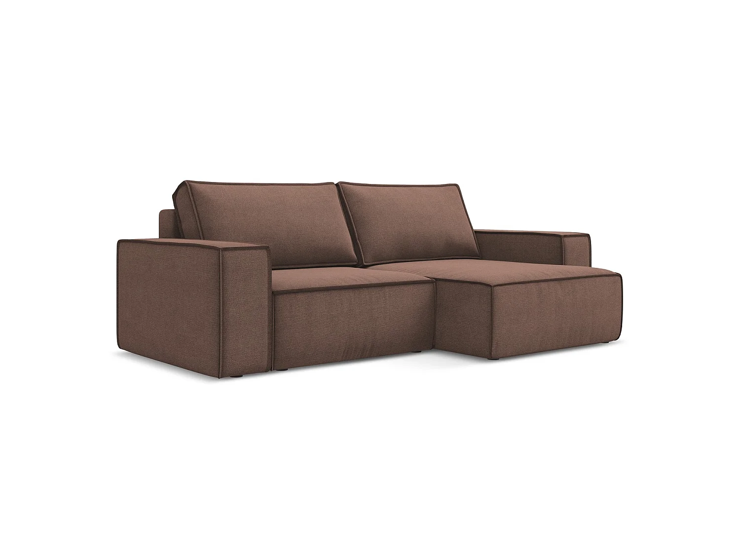 2-Sitzer Ecksofa mit Schlaffunktion - Ecke Rechts - Strukturstoff - Puderrosa - LIVORNO
