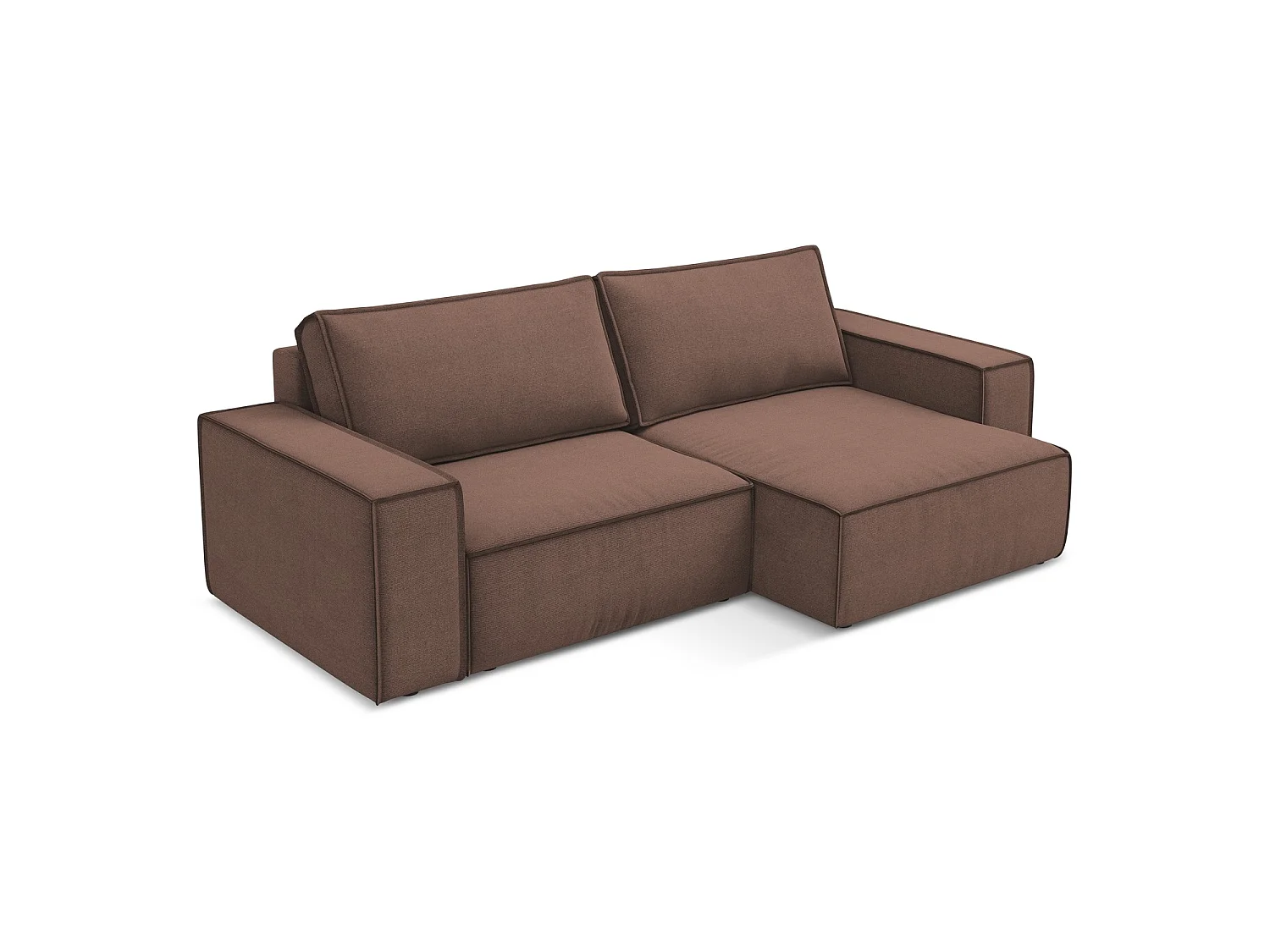 2-Sitzer Ecksofa mit Schlaffunktion - Ecke Rechts - Strukturstoff - Puderrosa - LIVORNO
