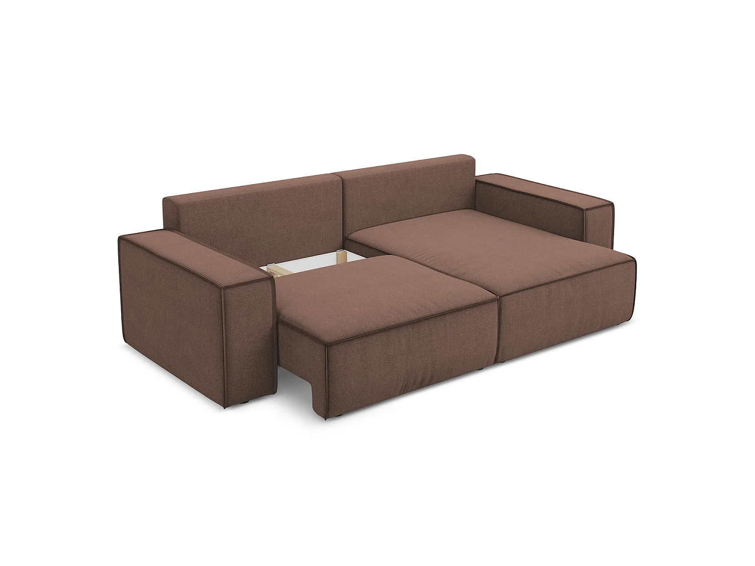 2-Sitzer Ecksofa mit Schlaffunktion - Ecke Rechts - Strukturstoff - Puderrosa - LIVORNO