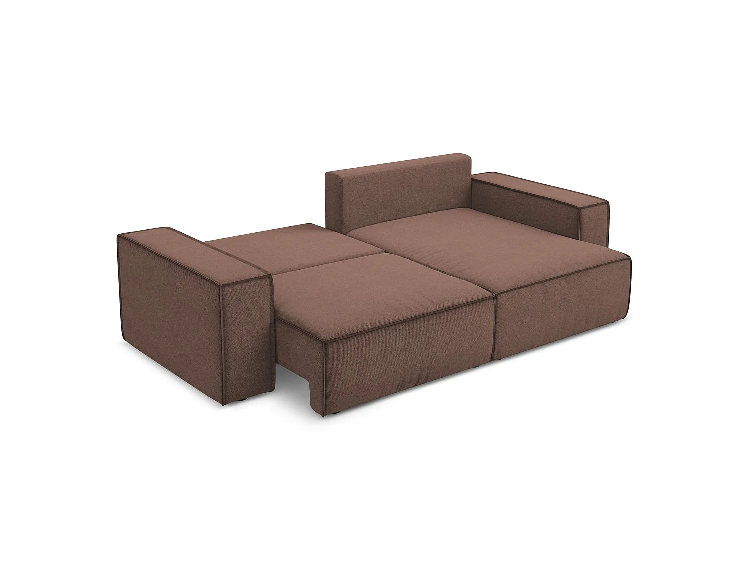2-Sitzer Ecksofa mit Schlaffunktion - Ecke Rechts - Strukturstoff - Puderrosa - LIVORNO
