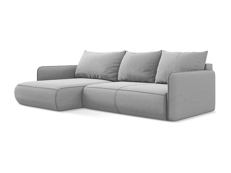 3-Sitzer Ecksofa mit Schlaffunktion - Ecke Links - Samt - Grau - NANEA