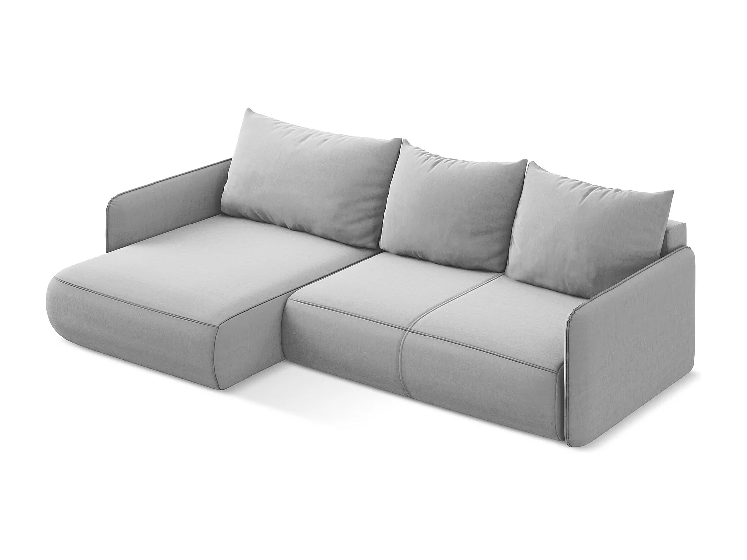 Hoekslaapbank links van grijs velours - NANEA