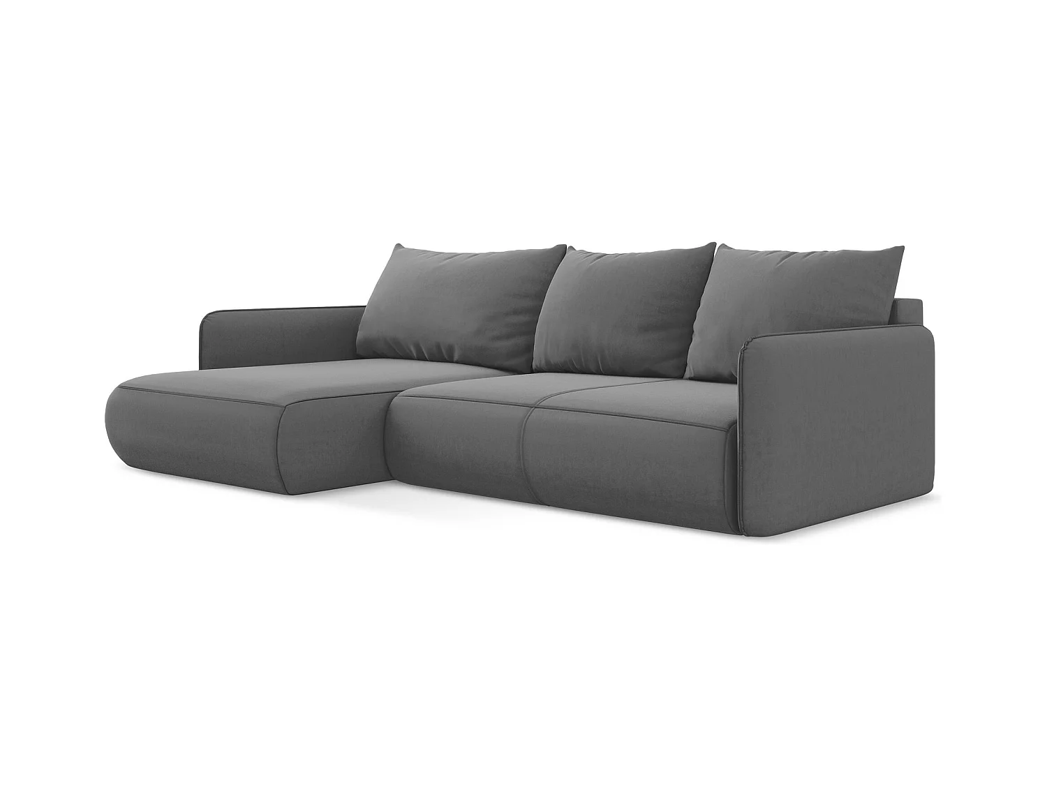 Canapé d’angle 3 places gauche convertible en velours - gris - NANEA