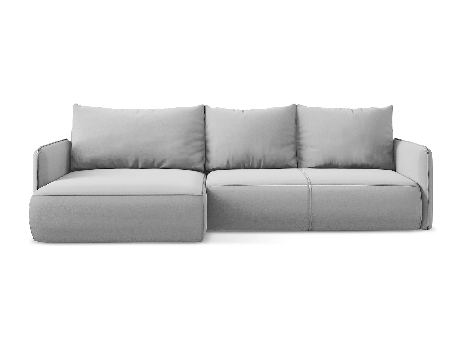 Canapé d’angle 3 places gauche convertible en velours - gris - NANEA