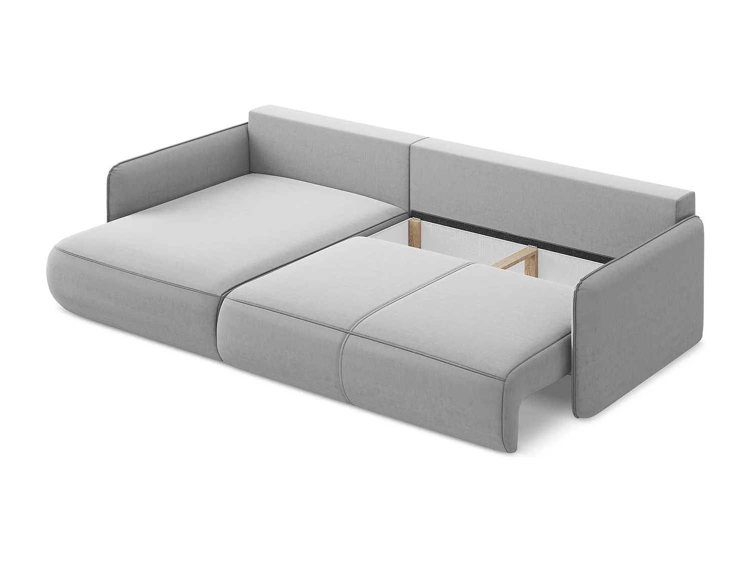 Canapé d’angle 3 places gauche convertible en velours - gris - NANEA