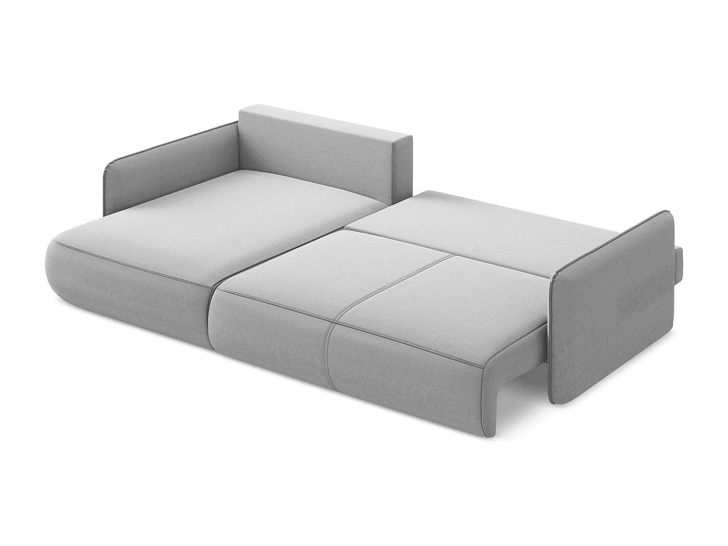 Canapé d’angle 3 places gauche convertible en velours - gris - NANEA