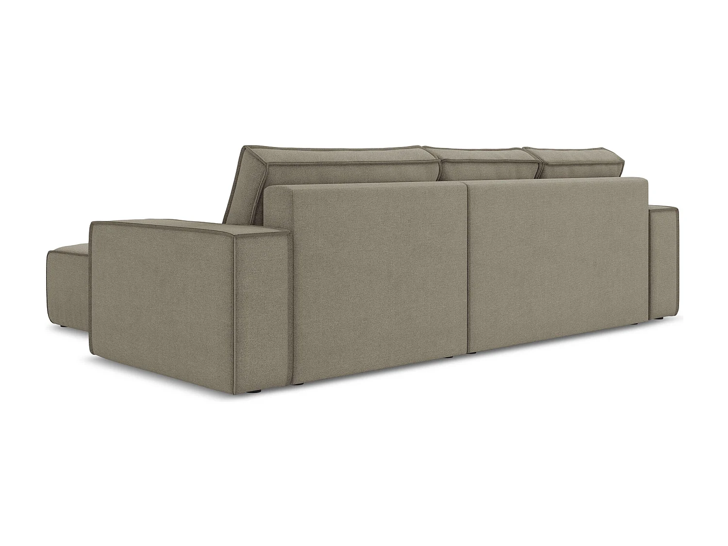 Canapé d’angle 3 places droit convertible en tissu texturé - beige foncé - KIMO