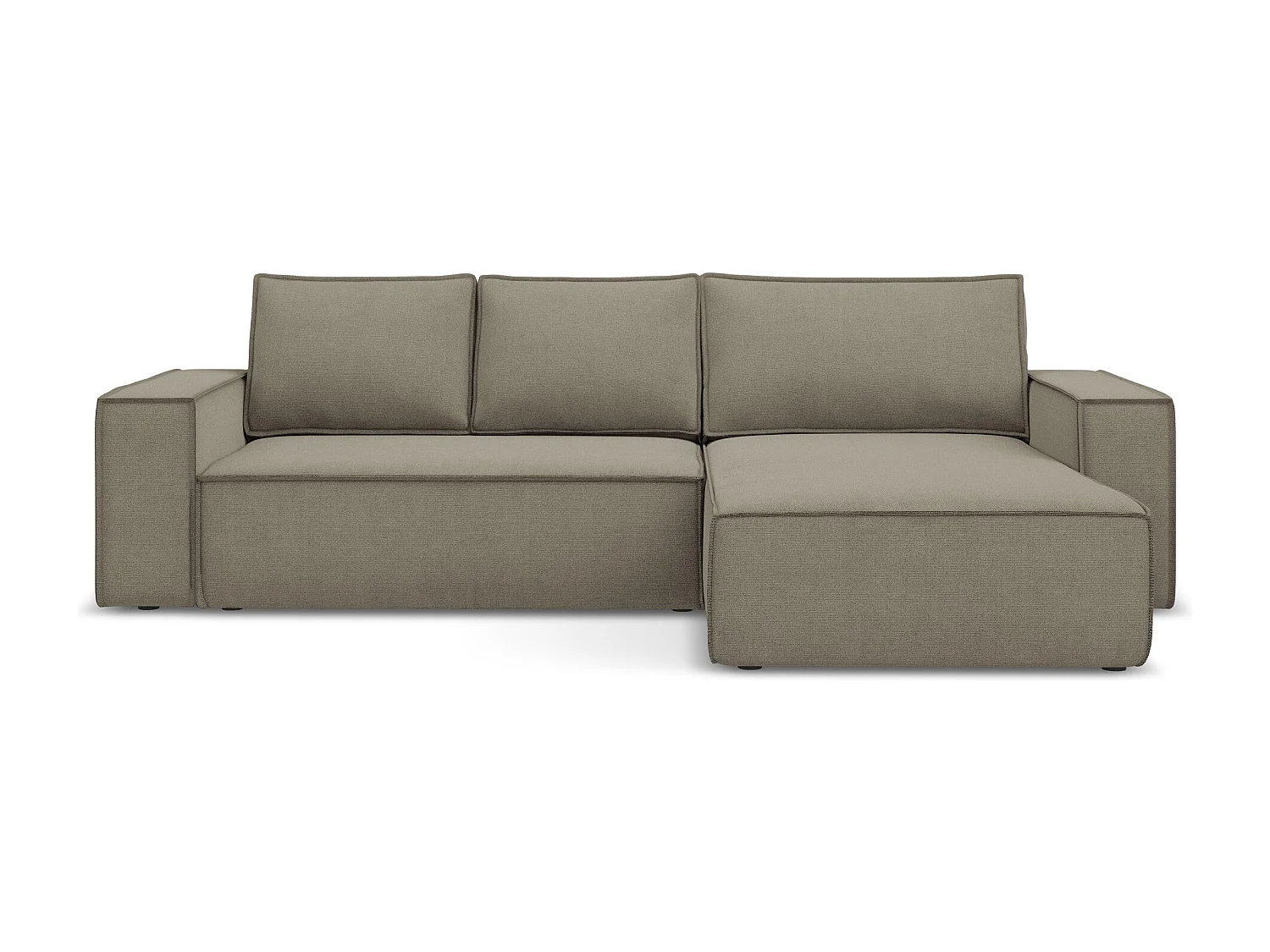 Ecksofa mit Schlaffunktion - Ecke Rechts - Strukturstoff - Dunkelbeige - KIMO