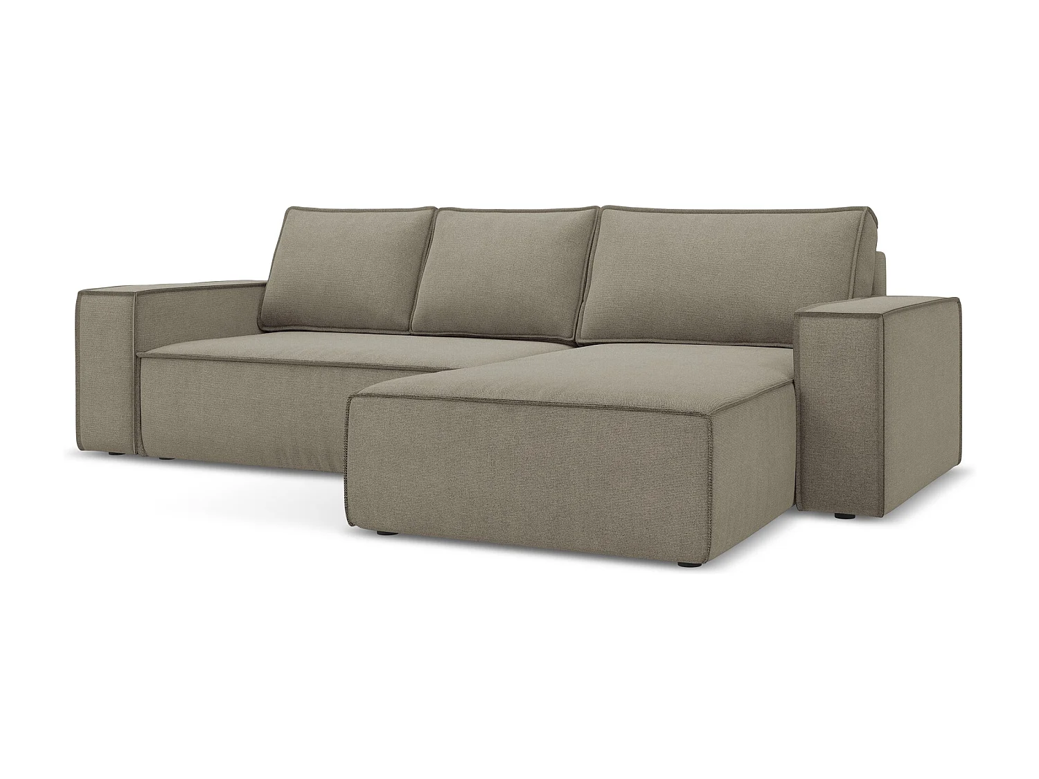 Ecksofa mit Schlaffunktion - Ecke Rechts - Strukturstoff - Dunkelbeige - KIMO