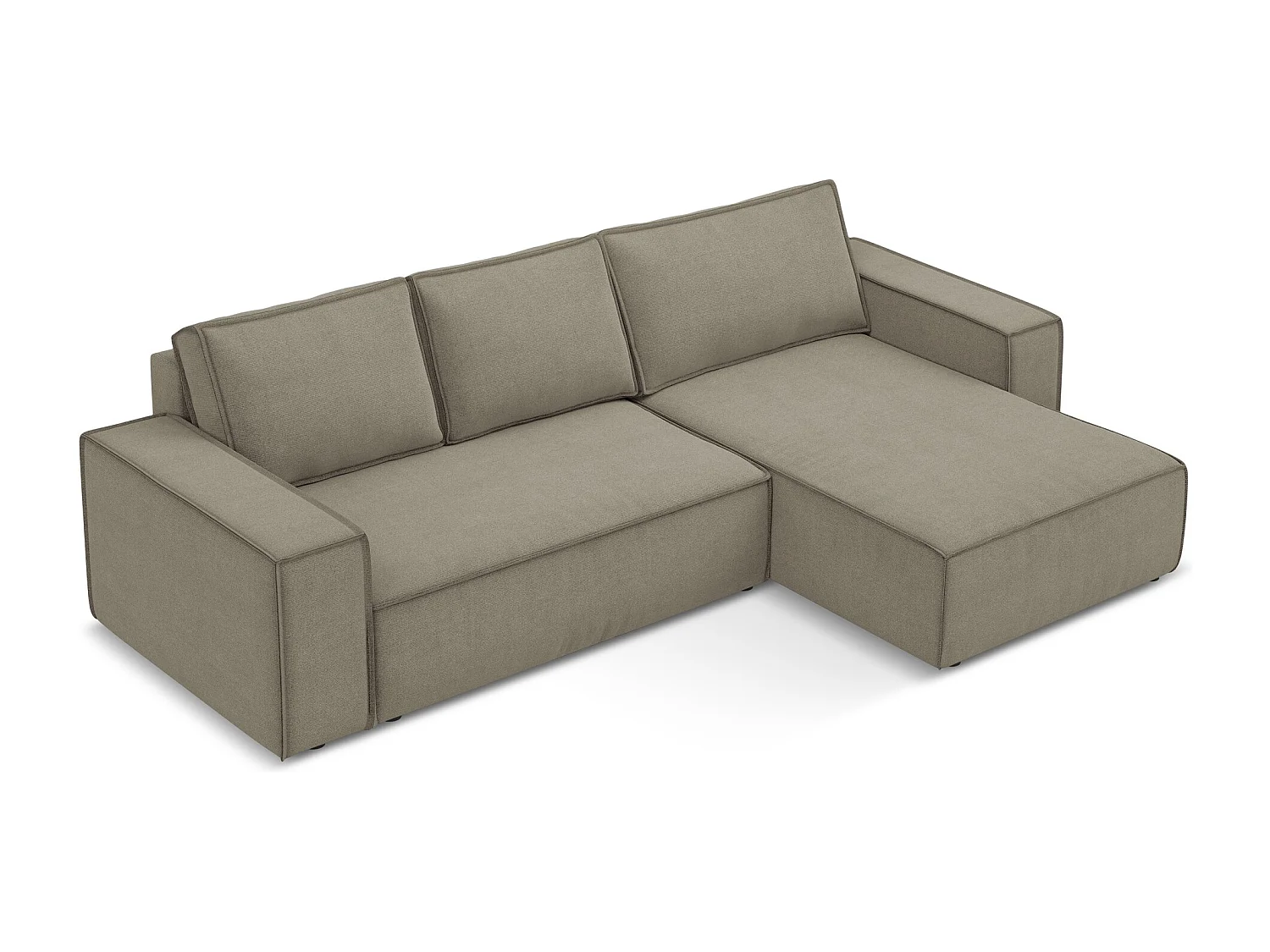 Ecksofa mit Schlaffunktion - Ecke Rechts - Strukturstoff - Dunkelbeige - KIMO