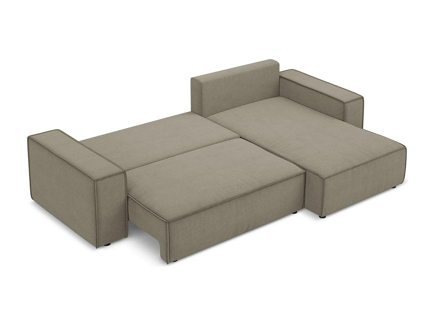 Ecksofa mit Schlaffunktion - Ecke Rechts - Strukturstoff - Dunkelbeige - KIMO