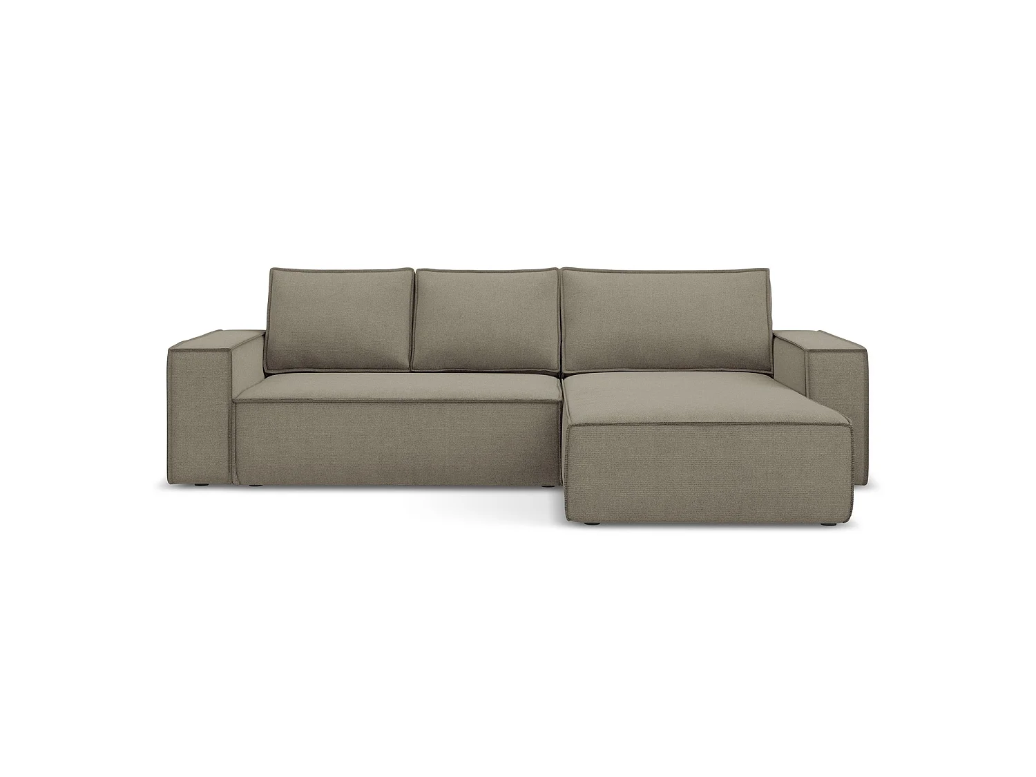 Ecksofa mit Schlaffunktion - Ecke Rechts - Strukturstoff - Dunkelbeige - LIVORNO