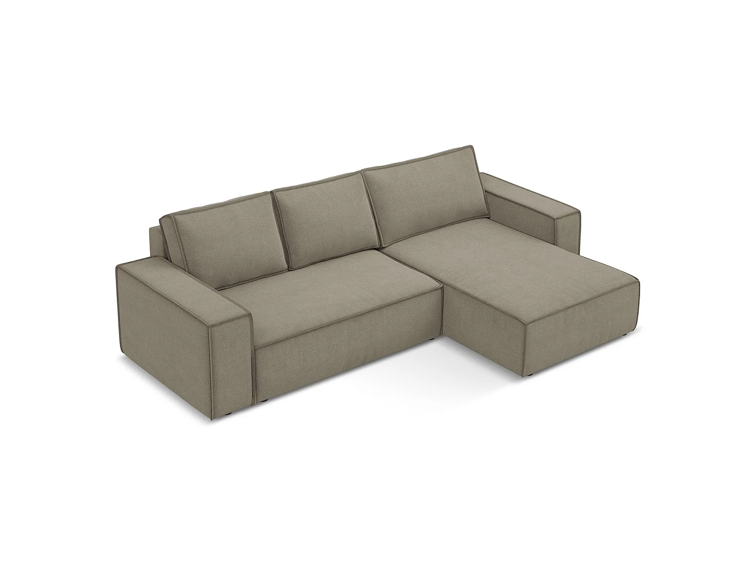 Ecksofa mit Schlaffunktion - Ecke Rechts - Strukturstoff - Dunkelbeige - LIVORNO