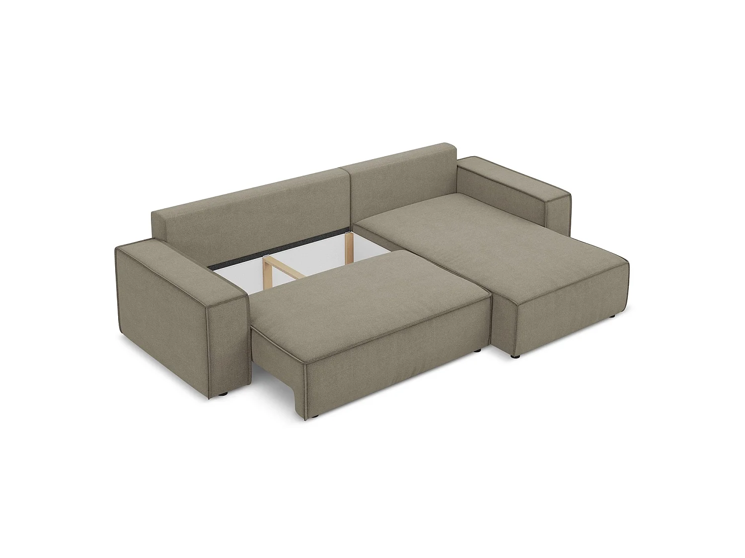Ecksofa mit Schlaffunktion - Ecke Rechts - Strukturstoff - Dunkelbeige - LIVORNO