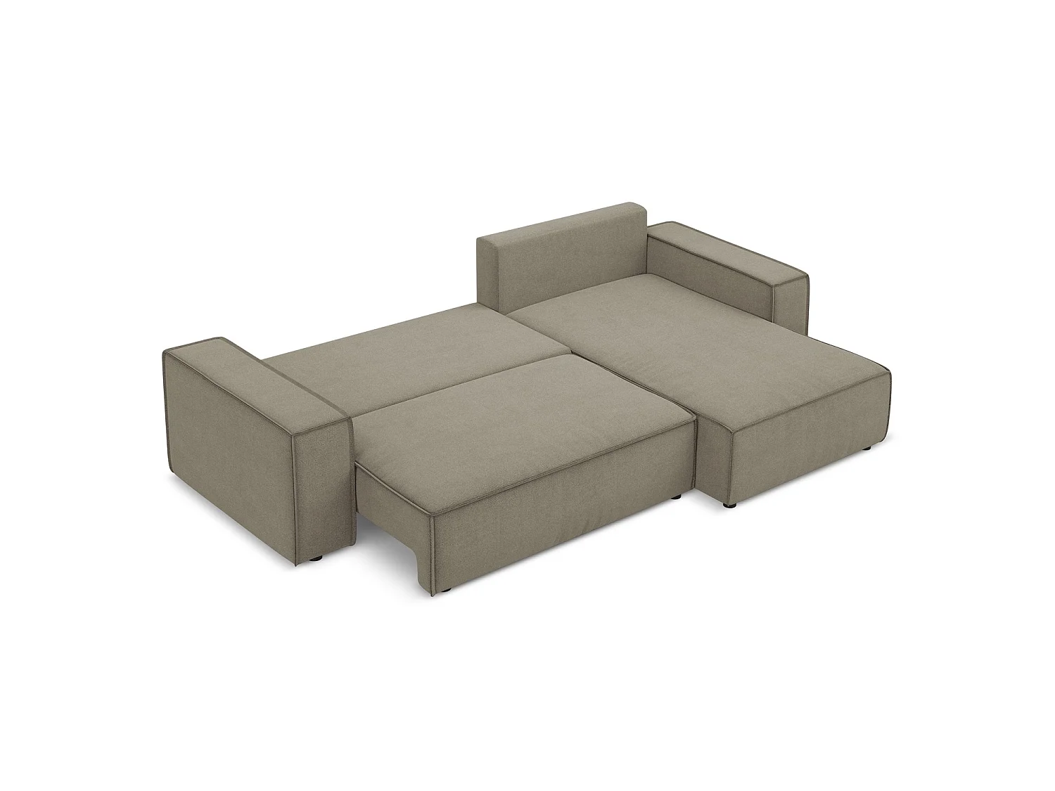 Ecksofa mit Schlaffunktion - Ecke Rechts - Strukturstoff - Dunkelbeige - LIVORNO