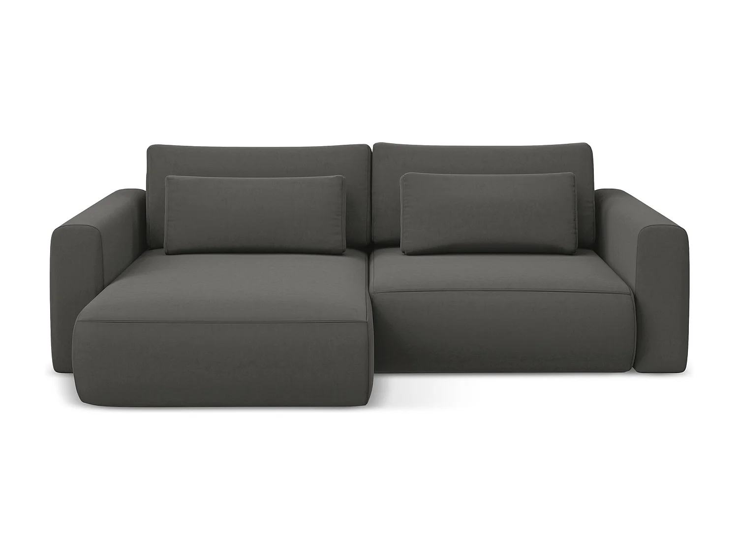 2-Sitzer Ecksofa mit Schlaffunktion - Ecke Links - Samt - Stahl - KAPUA