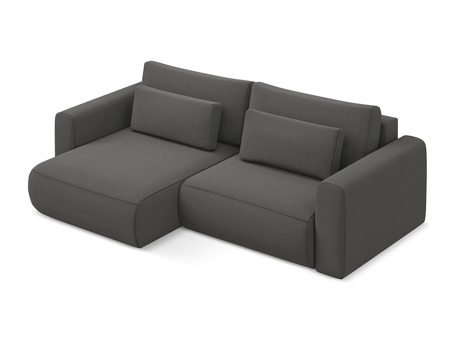 2-Sitzer Ecksofa mit Schlaffunktion - Ecke Links - Samt - Stahl - KAPUA