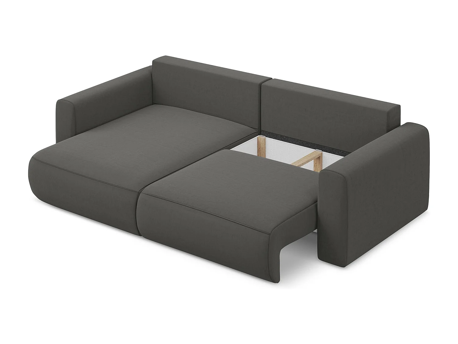 2-Sitzer Ecksofa mit Schlaffunktion - Ecke Links - Samt - Stahl - KAPUA