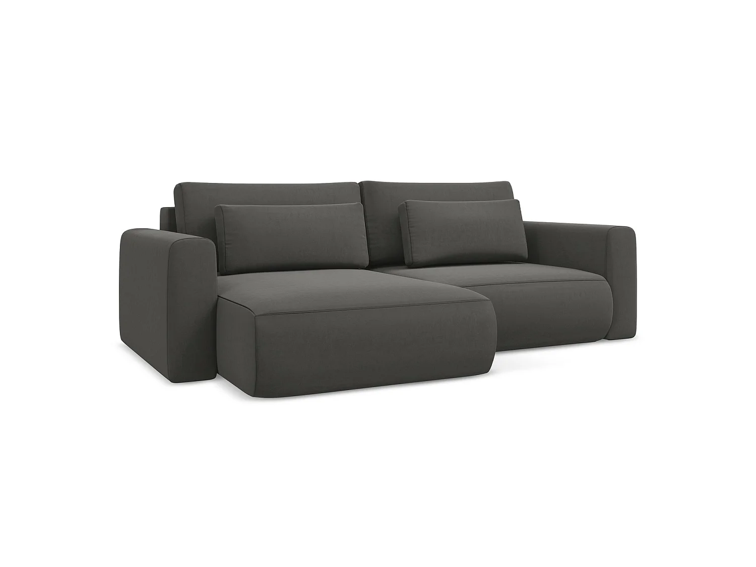 2-Sitzer Ecksofa mit Schlaffunktion - Ecke Links - Samt - Stahl - PERUGIA