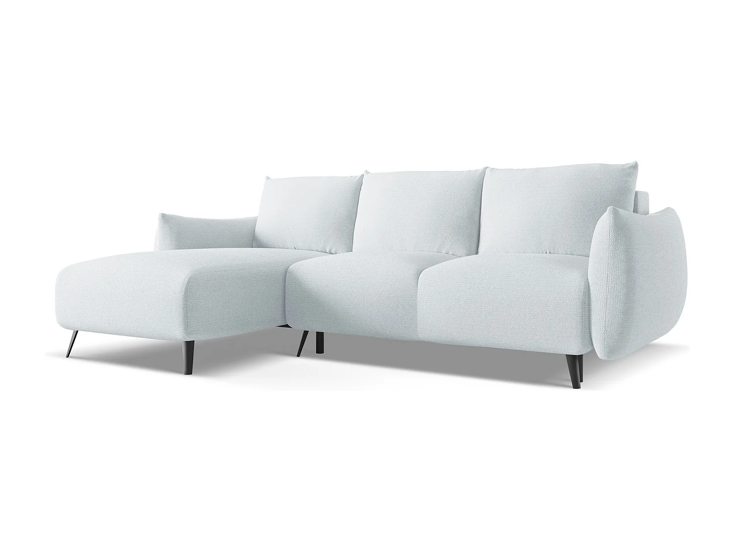 3-Sitzer Ecksofa mit Schlaffunktion - Ecke Links - Chenille - Hellblau - MALIE
