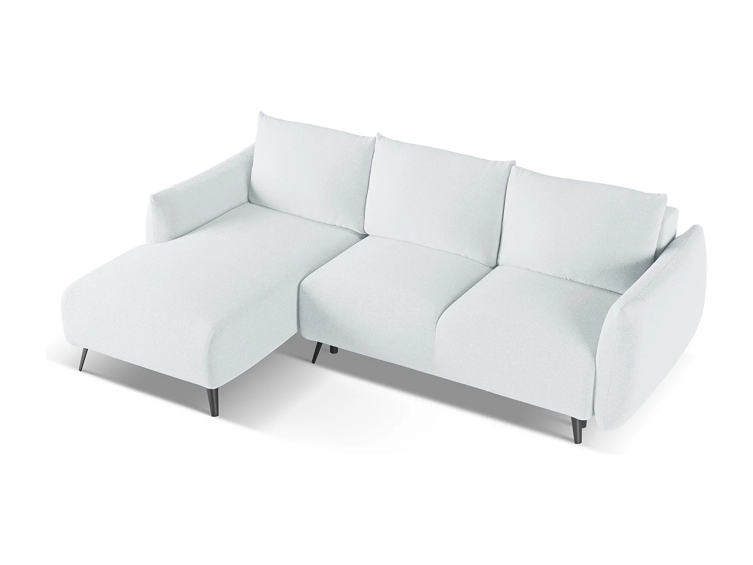 3-Sitzer Ecksofa mit Schlaffunktion - Ecke Links - Chenille - Hellblau - MALIE