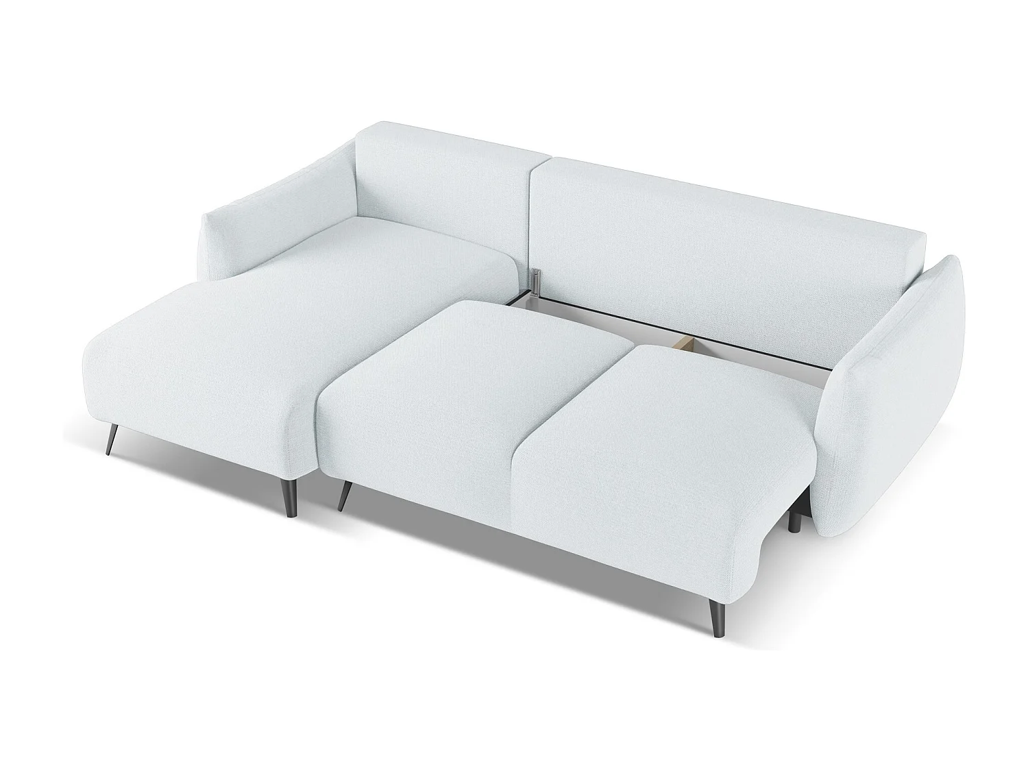 3-Sitzer Ecksofa mit Schlaffunktion - Ecke Links - Chenille - Hellblau - MALIE