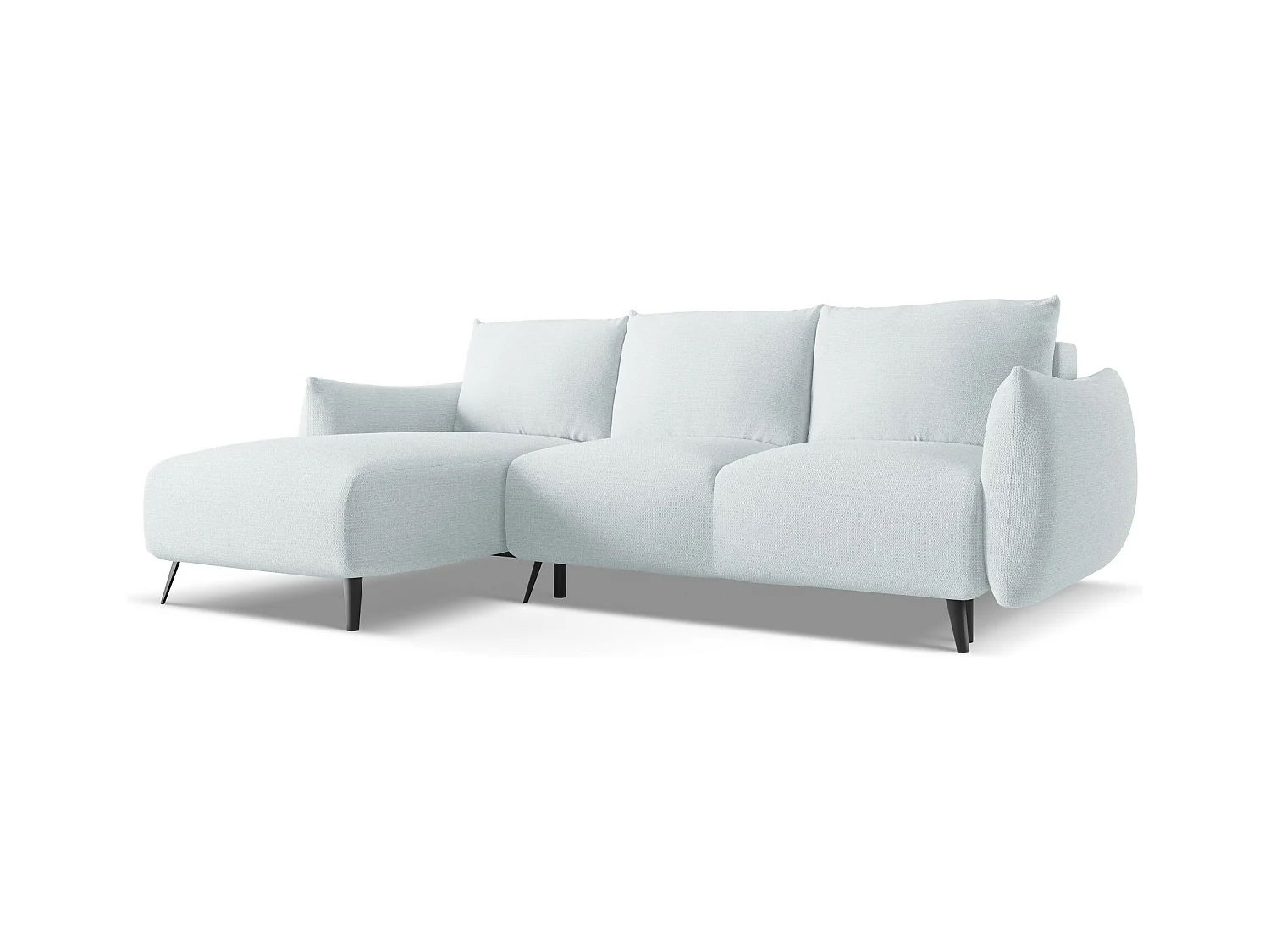 3-Sitzer Ecksofa mit Schlaffunktion - Ecke Links - Chenille - Hellblau - MALIE