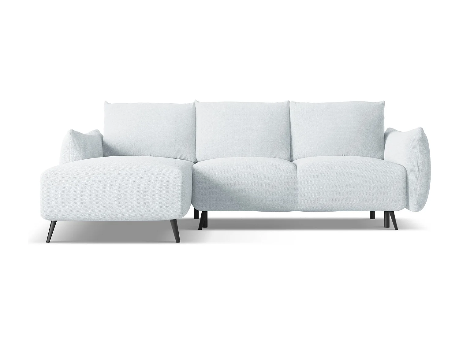 Canapé d'angle gauche convertible en tissu chenille - bleu clair - MALIE