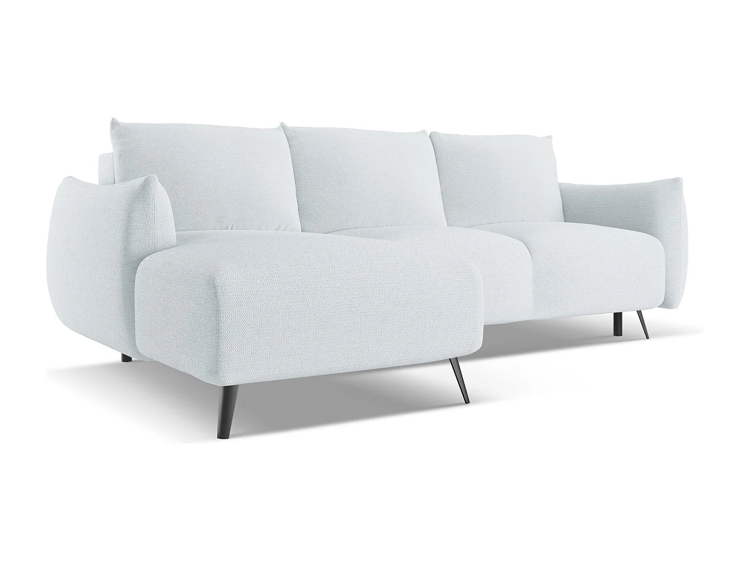 Canapé d'angle gauche convertible en tissu chenille - bleu clair - MALIE