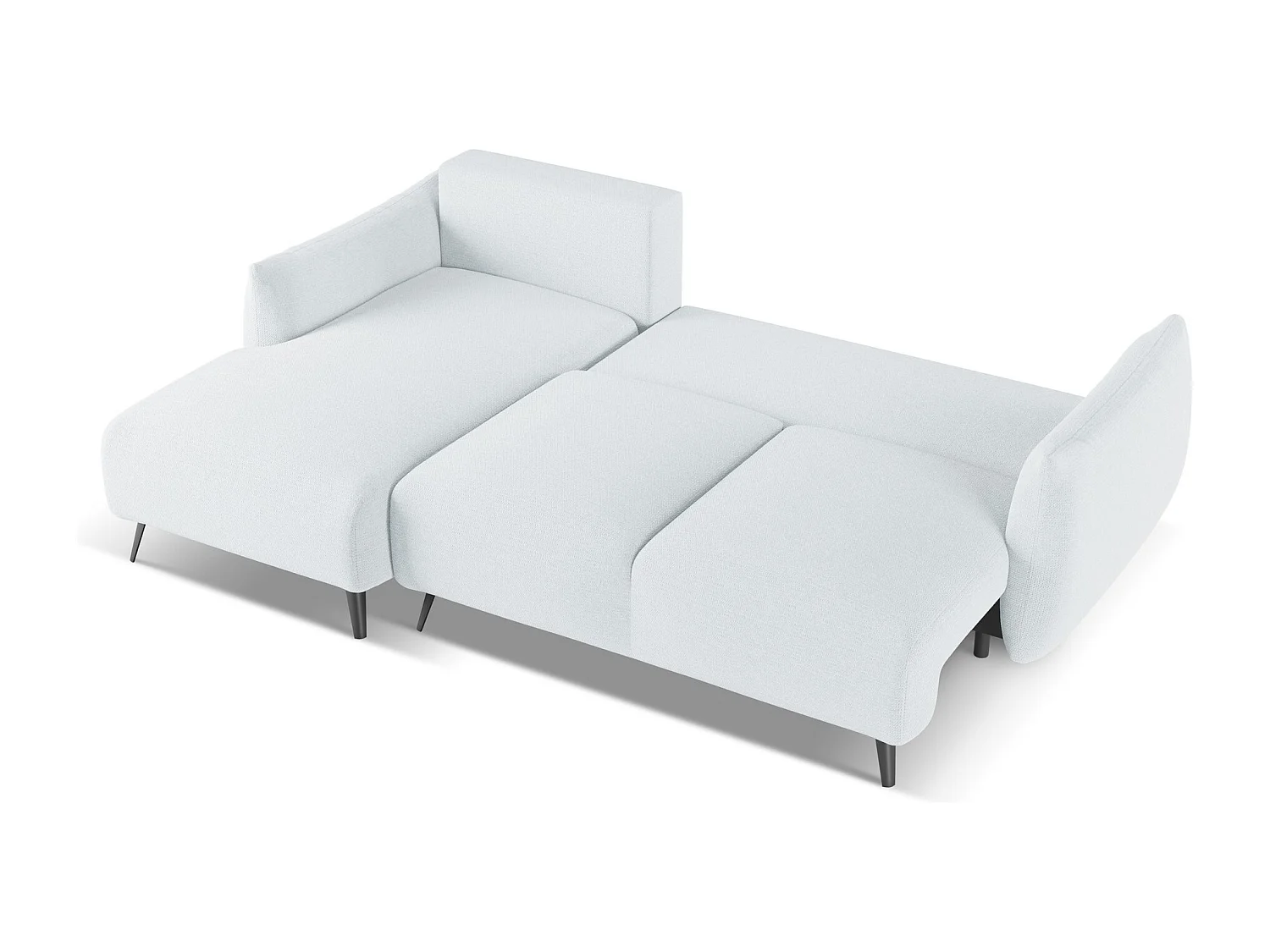 Canapé d'angle gauche convertible en tissu chenille - bleu clair - MALIE