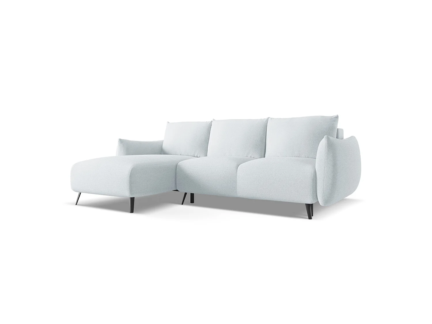 Canapé d’angle 3 places gauche convertible en tissu chenille - bleu clair - GENOVA