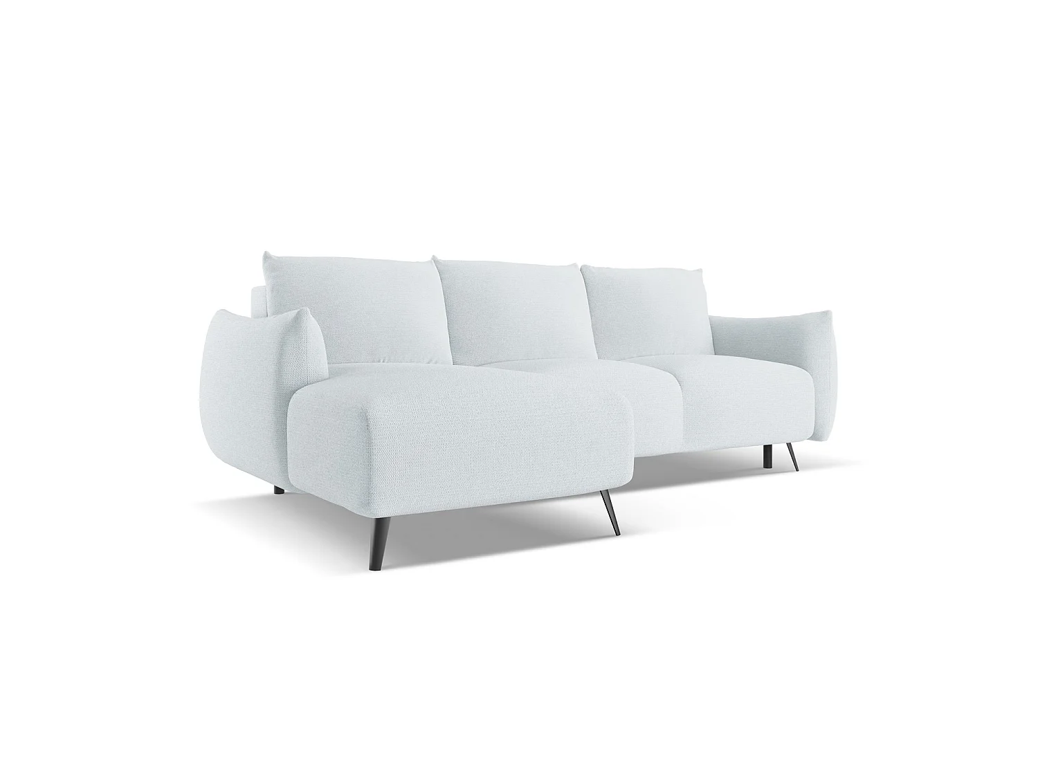 Canapé d’angle 3 places gauche convertible en tissu chenille - bleu clair - GENOVA