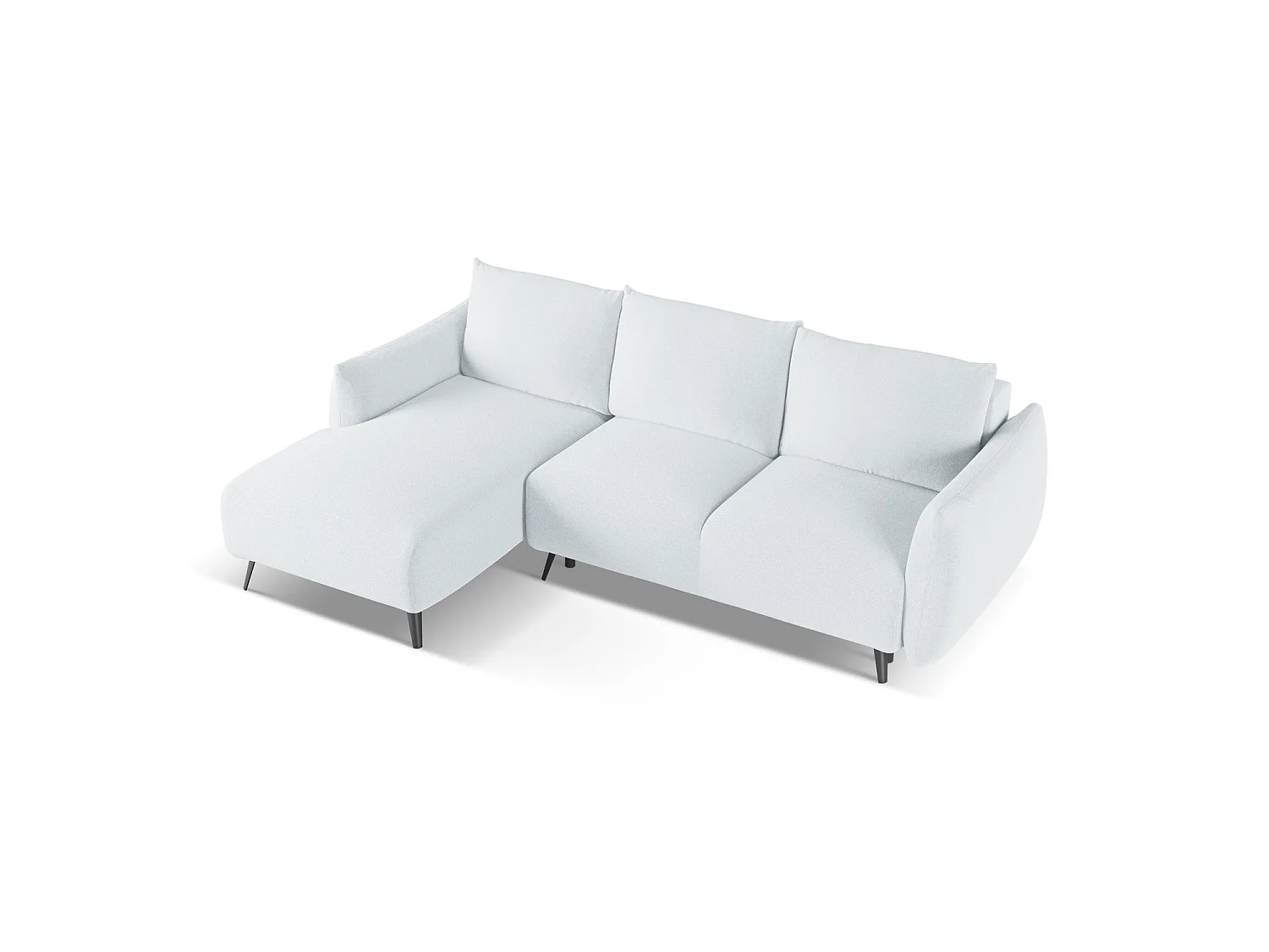 Canapé d’angle 3 places gauche convertible en tissu chenille - bleu clair - GENOVA