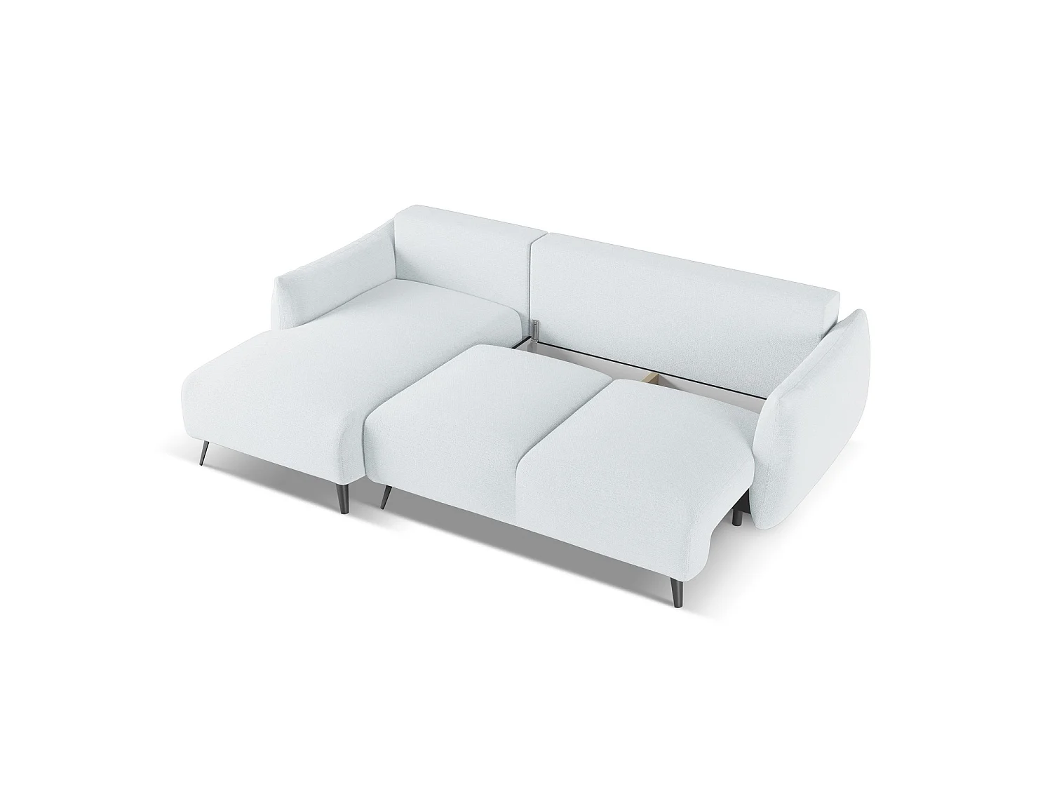 Canapé d’angle 3 places gauche convertible en tissu chenille - bleu clair - GENOVA
