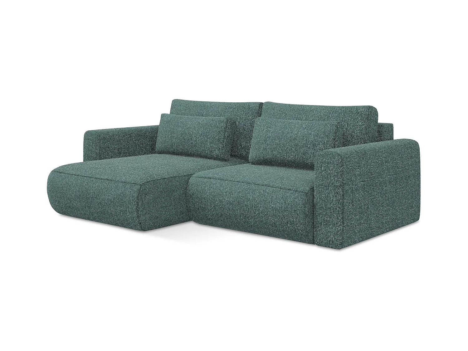 Canapé d’angle 2,5 places gauche convertible en tissu texturé - jeans - KAPUA