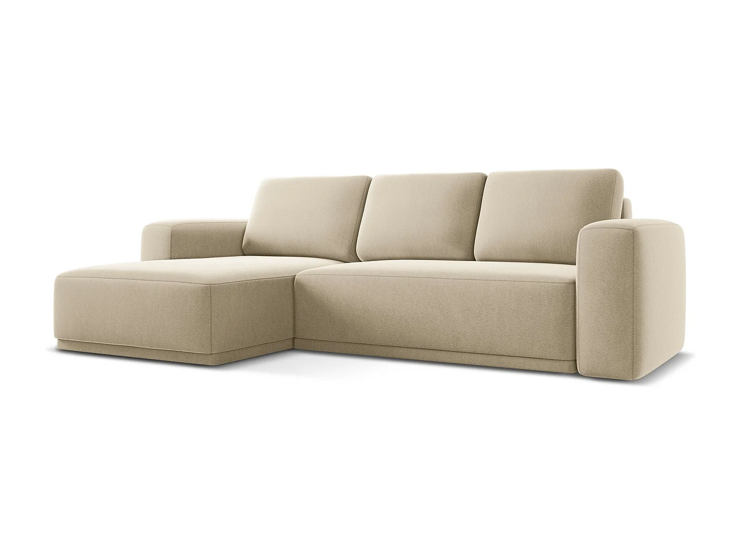 3-Sitzer Ecksofa mit Schlaffunktion - Ecke Links - Samt - Hell beige - KAILA