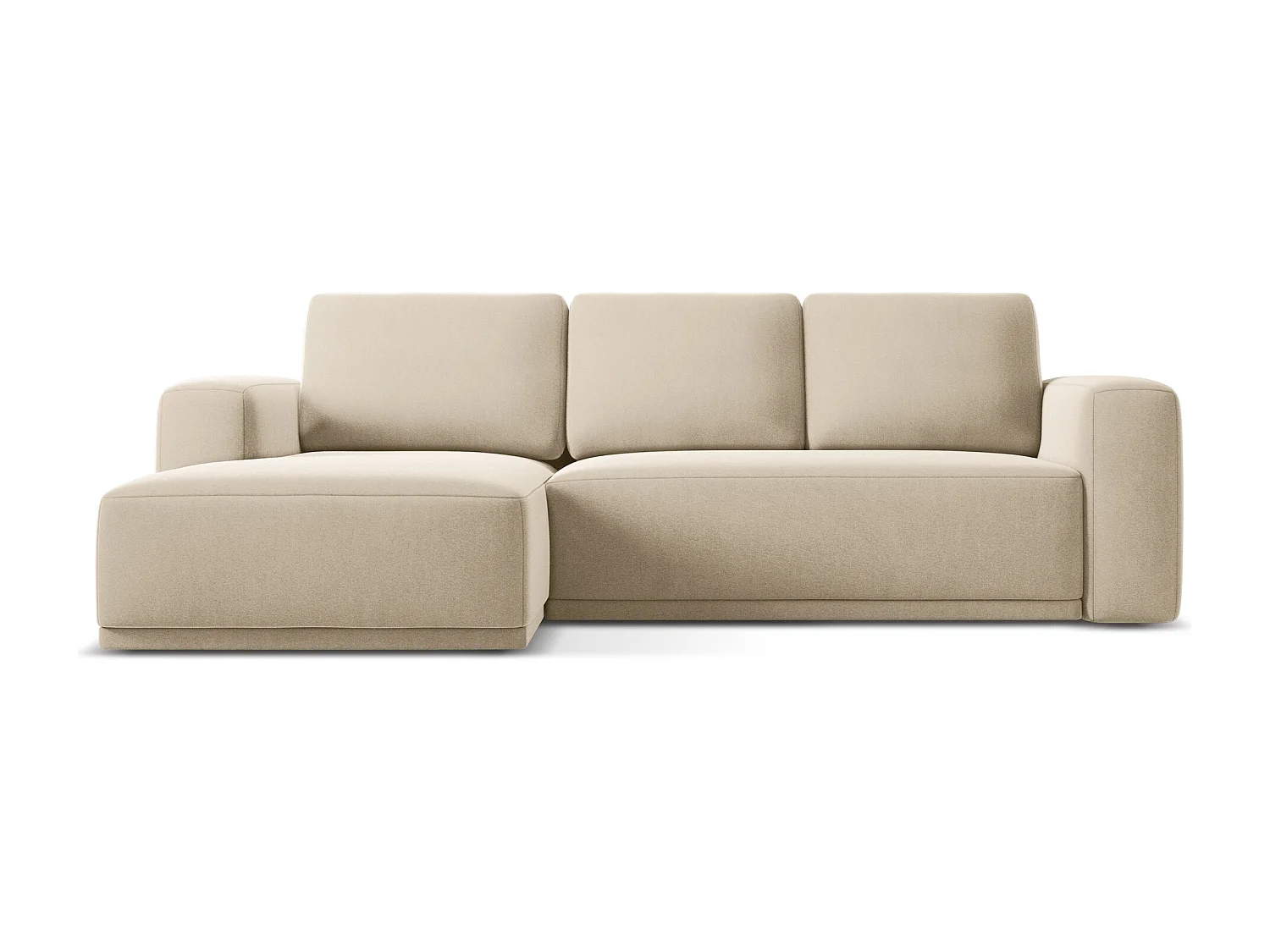 3-Sitzer Ecksofa mit Schlaffunktion - Ecke Links - Samt - Hell beige - KAILA