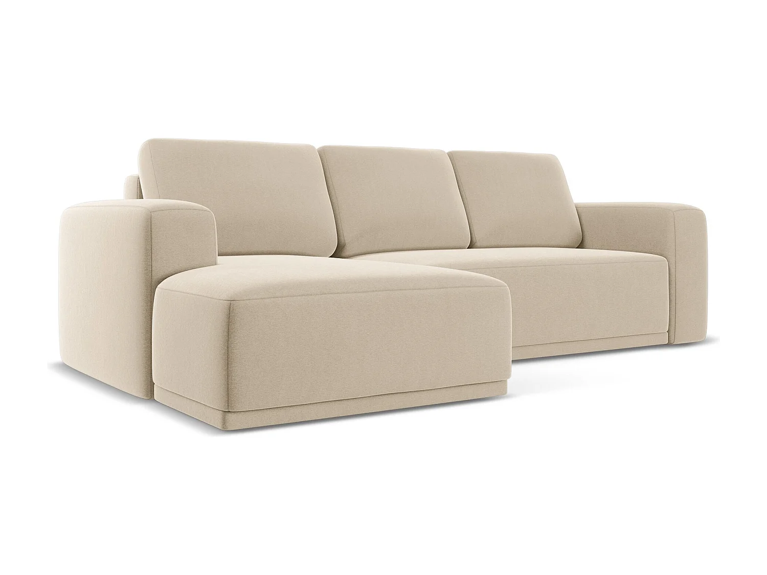 3-Sitzer Ecksofa mit Schlaffunktion - Ecke Links - Samt - Hell beige - KAILA