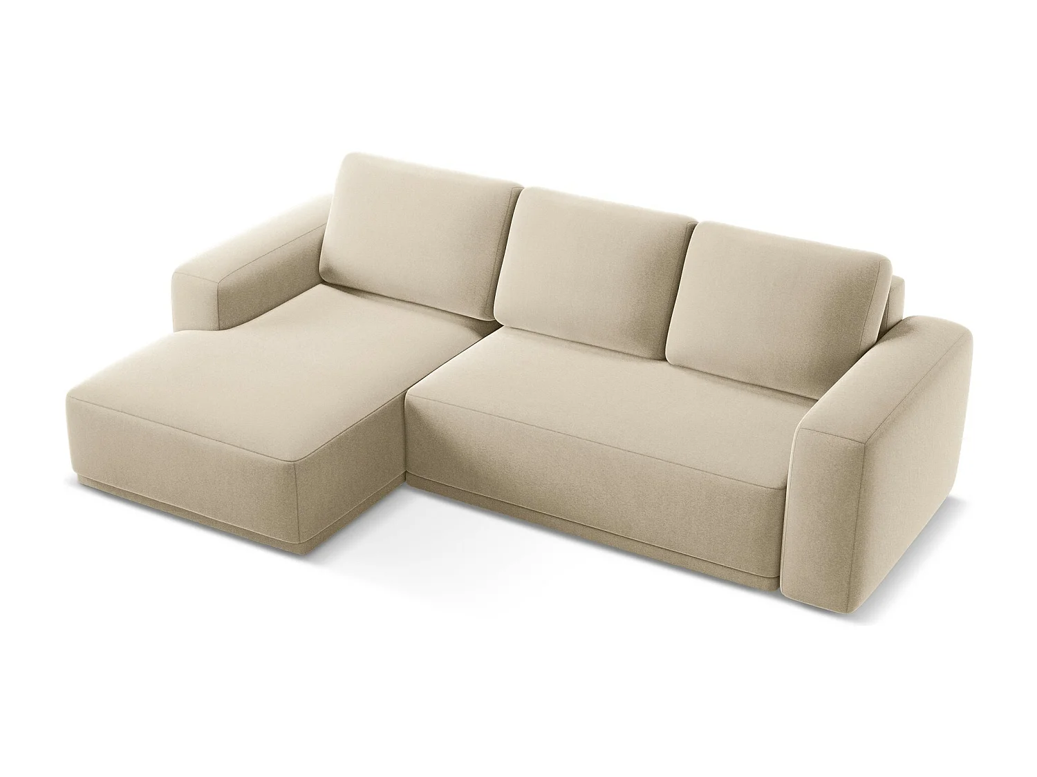 3-Sitzer Ecksofa mit Schlaffunktion - Ecke Links - Samt - Hell beige - KAILA