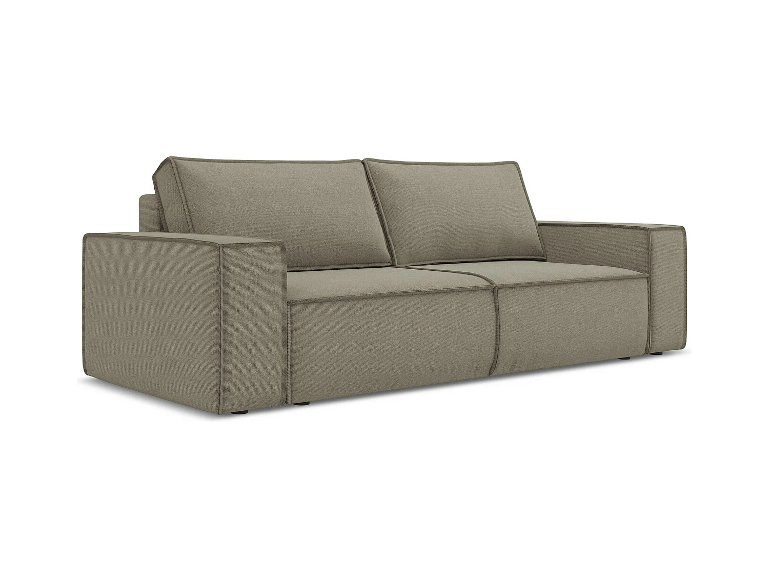 Canapé 3 places convertible en tissu texturé - beige foncé - KIMO