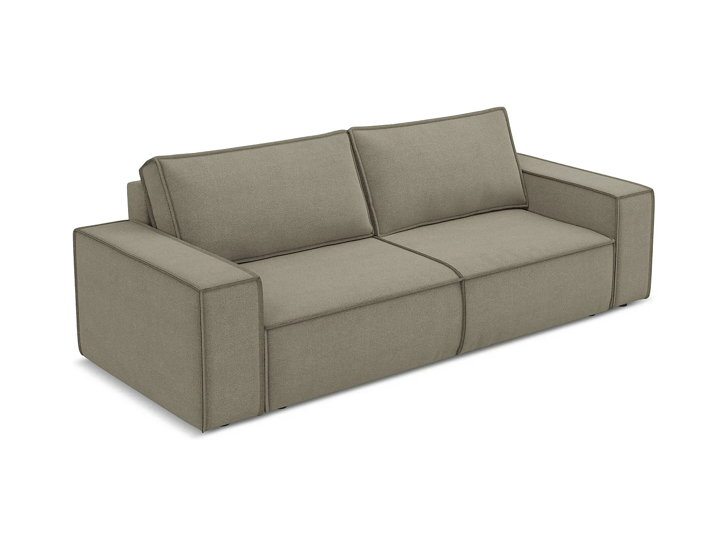 Canapé 3 places convertible en tissu texturé - beige foncé - KIMO