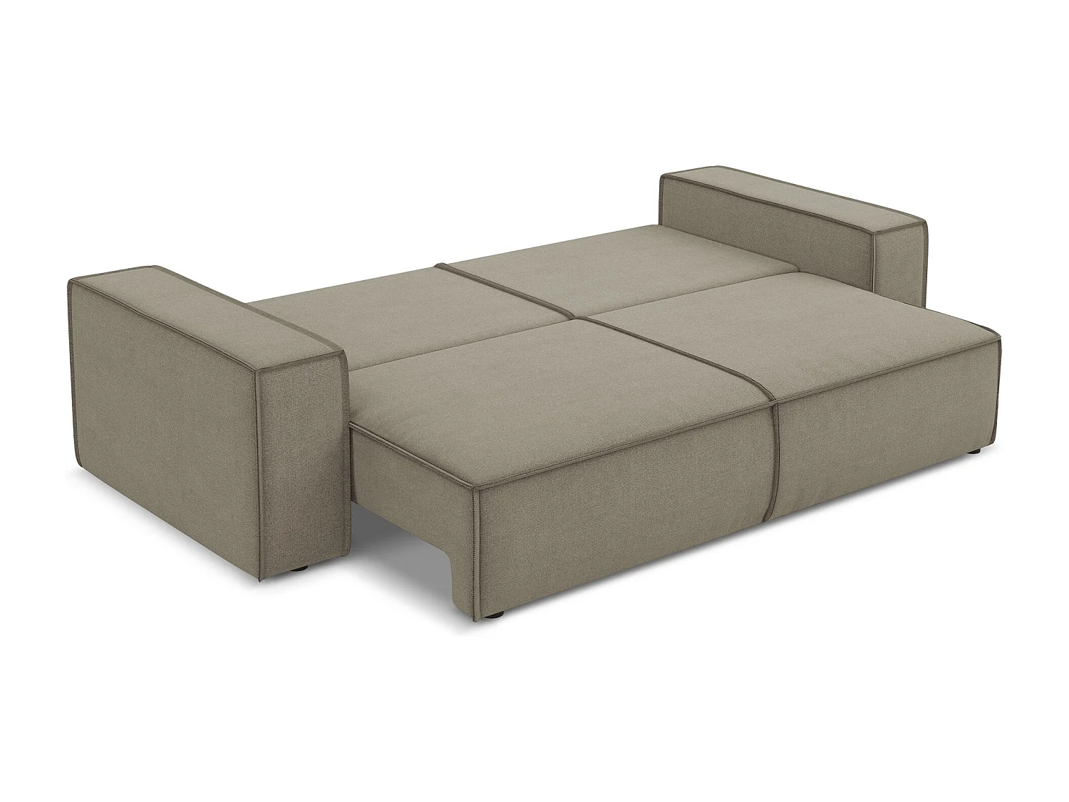 Canapé 3 places convertible en tissu texturé - beige foncé - KIMO