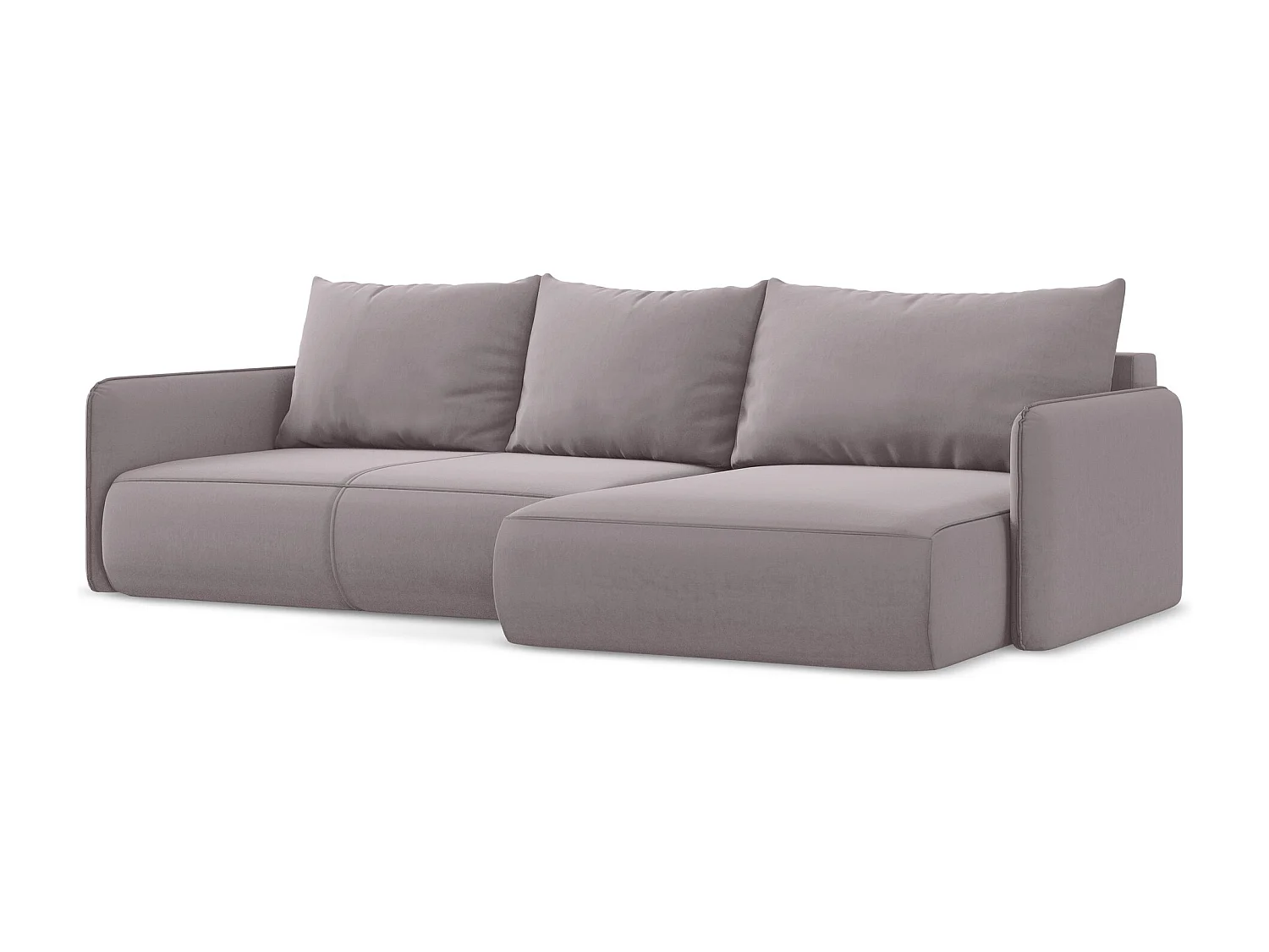 Narożnik prawostronny z funkcją spania - z tkaniny welwetowej - lawendowy - NANEA