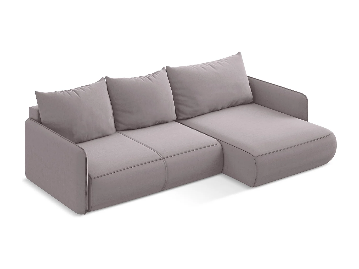 Narożnik prawostronny z funkcją spania - z tkaniny welwetowej - lawendowy - NANEA