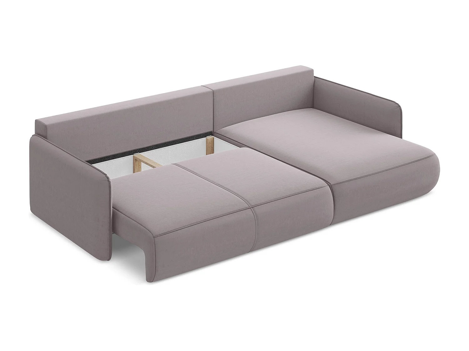 Narożnik prawostronny z funkcją spania - z tkaniny welwetowej - lawendowy - NANEA